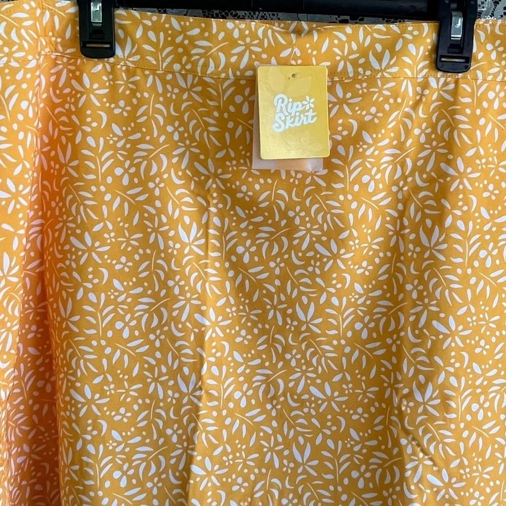 RipSkirt Hawaii Yellow Floral Adjustable Skirt Resort Wear Beach Plus Size XXL